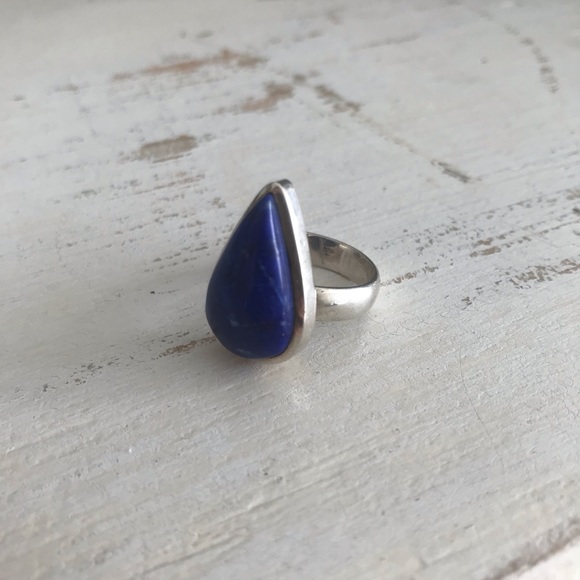 SOLD 🦋Sterling Silver Lapis tear drop ring🦋 - Picture 2 of 6